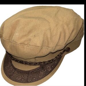 AEGEAN fishermen HAT SAN Francisco ATHENS GREEK TAN SEA CAPTAIN,  SIZE 62 7 3/4